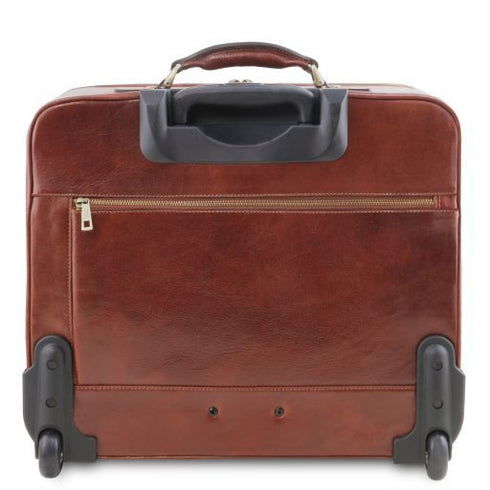 Varsavia - Leather pilot case with two wheels